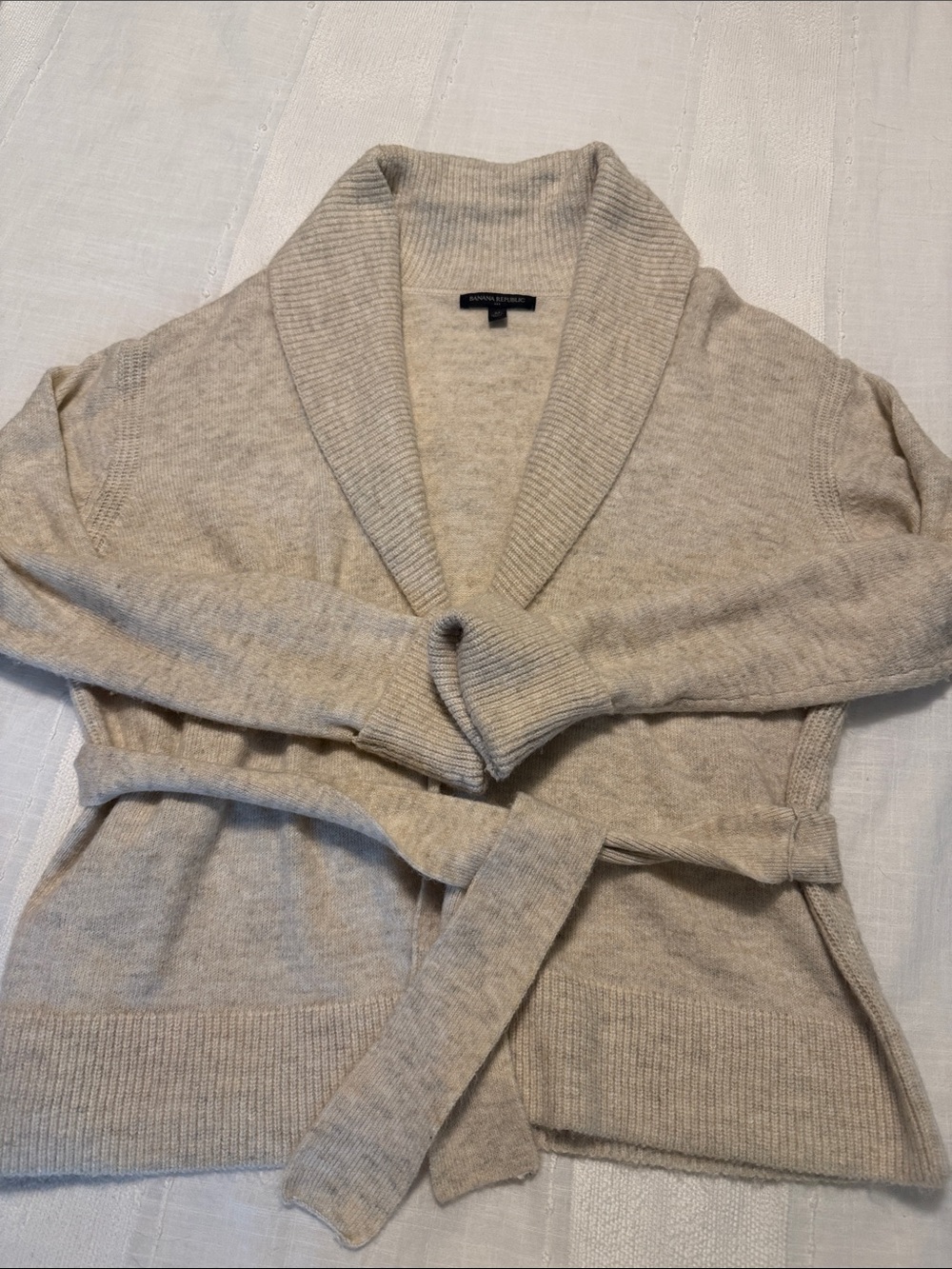 Banana Republic Shawl Collar Belted Cardigan - Light Beige